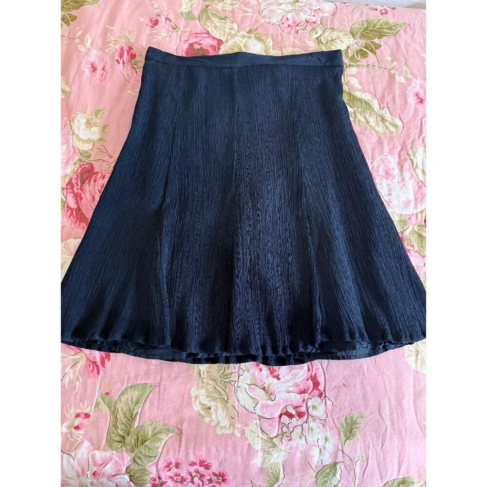 Laura Leigh Pleated Midi flare Skirt100% Silk  Whimsigoth Feminine 12 office Y2k